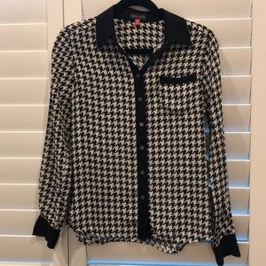 Black and white Houndstooth silk shirt